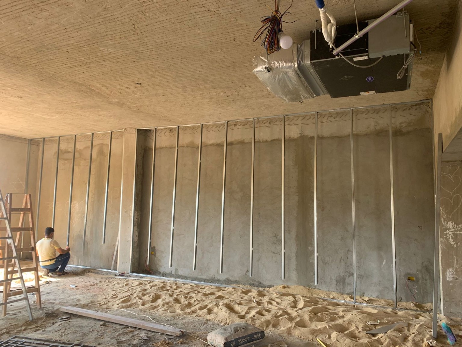 Wall framing and HVAC site progress