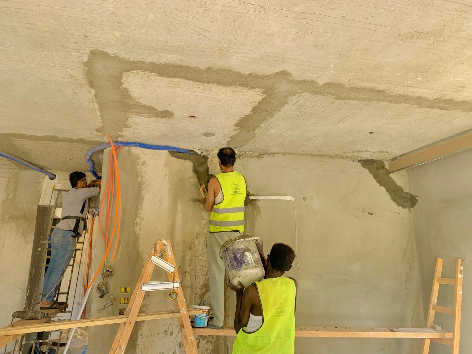 Wall plastering work
