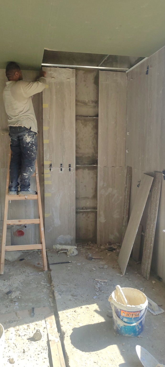 Wall tiling installation